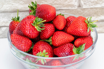 Fresh strawberries from the garden on the table.