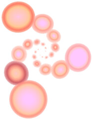 abstract spiral pattern of pink circles of different sizes, isolated element, no background
