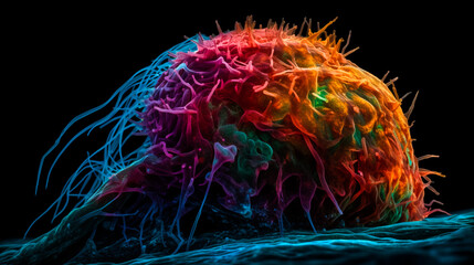 A microscopic image of a cancer cell. AI Generated