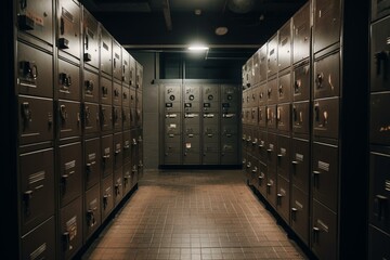 View of storage lockers from a certain angle. Generative AI