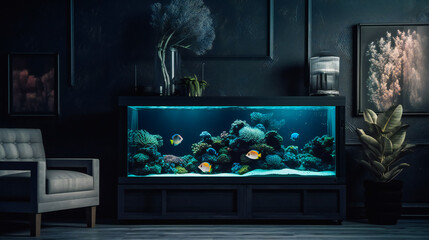 Grandiose Underwater World in Your Living Space.  Elegant Underwater Paradise in Your Exclusive Home. AI Generated....