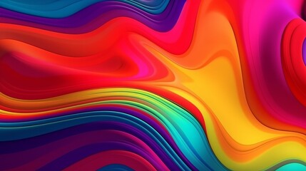 Obraz premium Fluid flow background. Fluid wave pattern. Summer poster. Colorful gradient. Abstract cover. Liquid wave. Vibrant color. 3d render Generative AI