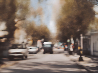 Blurred car street. AI generated illustration