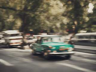 Fototapeta premium Blurred car street. AI generated illustration