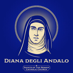 Catholic Saints. Diana degli Andalo (1201-1236) sometimes d'Andalo, was a Dominican nun who founded a convent for her order dedicated to Saint Agnes in Italy. - obrazy, fototapety, plakaty