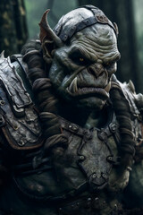 Menacing Giant Stands Guard with Deadly Intent.  Monstrous Ogre Exudes an Aura of Fear. Generative AI