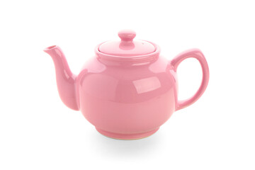 Cute ceramic teapot isolated on white background