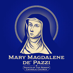 Catholic Saints. Mary Magdalene de' Pazzi (1566-1607) was an Italian Carmelite nun and mystic. She has been declared a saint by the Catholic Church. - obrazy, fototapety, plakaty