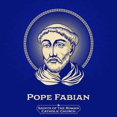 Catholic Saints. Pope Fabian was the bishop of Rome from 10 January 236 until his death on 20 January 250, succeeding Anterus. - obrazy, fototapety, plakaty
