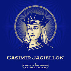 Catholic Saints. Casimir Jagiellon (1458-1484) was a prince of the Kingdom of Poland and of the Grand Duchy of Lithuania.  He became known for his piety, devotion to God - obrazy, fototapety, plakaty