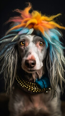 Silly Pup in a Wig . AI Generated