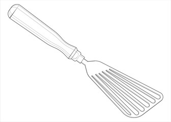 Coloring page. Culinary spatula. Isolated on white.