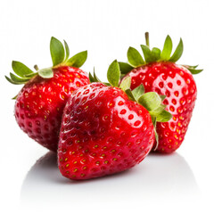 strawberries isolated on white background. Ai Generated.