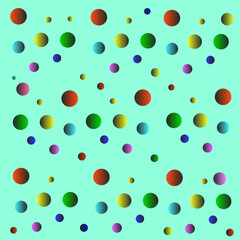 Original bright abstract pattern in the form of colorful polka dots on a blue background