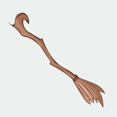 Vector illustration of a hand-drawn witchs broom. Illustration in the doodle style.