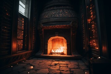 Cosmic fireplace. Generative AI