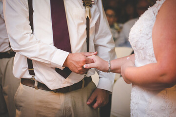 Intimate Moment of a couple Exchanging Wedding Rings at a wedding