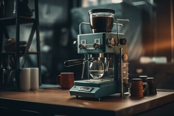 A coffee maker with a vintage industrial aesthetic. Generative AI