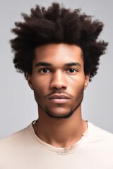 Obraz premium African American attractive young man head shot portrait. Generative AI vertical shot