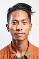 South Asian young man portrait over white background studio shot. Generative AI vertical shot