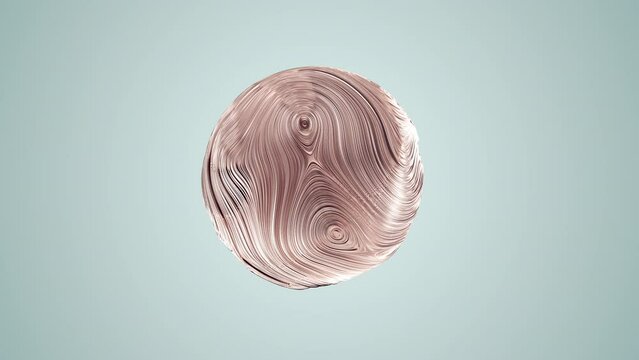 3D render of light golden sphere with dynamic curly fractal noise detailed surface, 4K abstract animated background