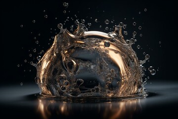 Water with little bits of gas escaping and forming spheres that rise to surface. Generative AI
