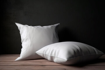 Fototapeta na wymiar two white blank pillows