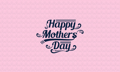 Mothers day lettering design with hand drawn elements on pink floral pattern background