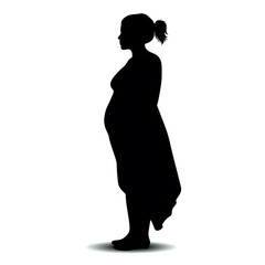 silhouette of pregnant woman white background