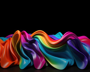 Obraz premium Abstract rainbow colors wavy shapes textile colourful background. AI generative illustration.