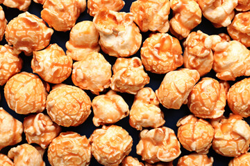 Crispy popcorn as background, closeup