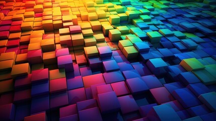 Rainbow tiles abstract 4k landscape. Generative AI