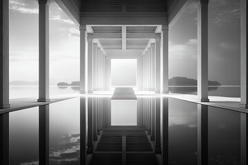 Outstanding Symmetry of Simplicity - A Peaceful Sanctuary Devoid Of Clutter. Generative AI