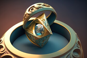 Ornamental Fortune Flaunting Profundity :A Fantasy Wedding Ring Illustration. Generative AI