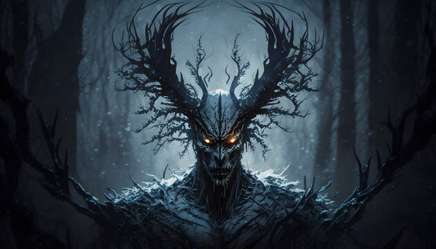 Wendigo, a scary mythological creature or evil spirit originating from the folklore of Plains and Great Lakes Natives as well as some First Nations.	