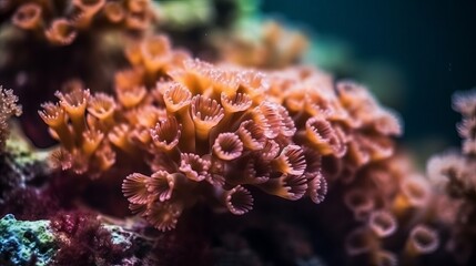 coral reef macro texture, abstract marine ecosystem background on a coral reef Generative AI