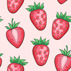 Seamless pattern with strawberry