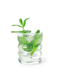 Glass of tasty mojito isolated on white background