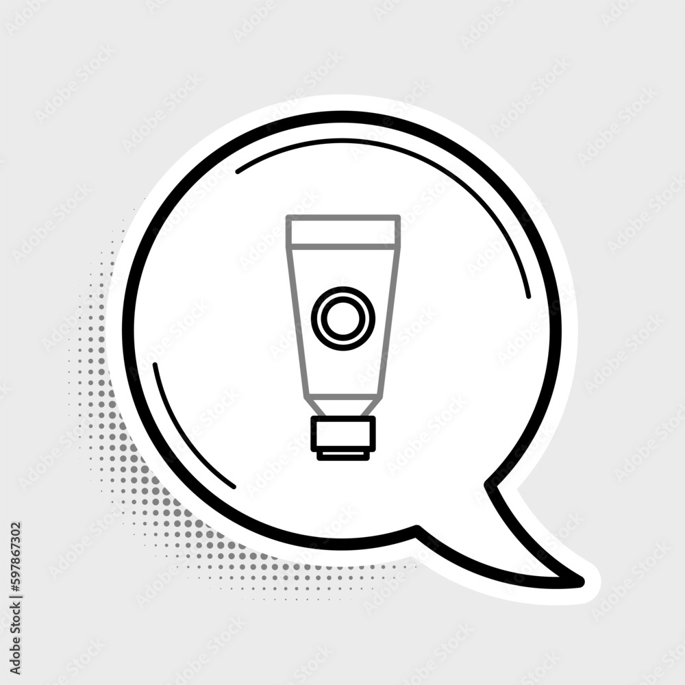 Wall mural Line Cream or lotion cosmetic tube icon isolated on grey background. Body care products for men. Colorful outline concept. Vector