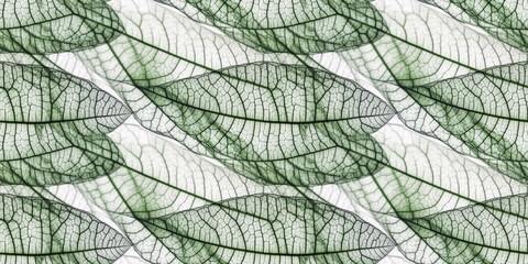 Macro texture of beautiful leaves in green tones. AI generative illustration.
