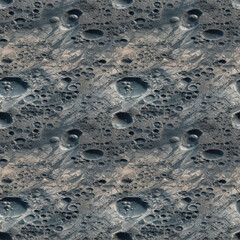 Top view Moon grey surface with craters. AI generative illustration.