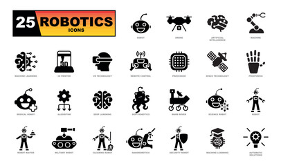 Robotics and artificial intelligence icons collection.
