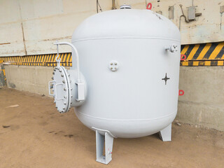 Air Receiver: Storage Tank for Compressed Gas and Liquid Under Pressure in Industrial Plants and Factories.