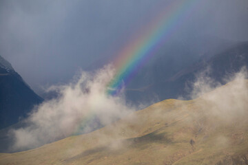 rainbow in the mountains, North Ossetia, Caucasus, Russia