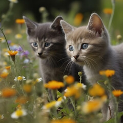 Kittens in the garden