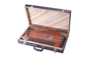 zither suitcase isolated on white