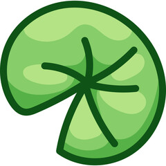 Water Lily Leaf Drawn in Kawaii Style