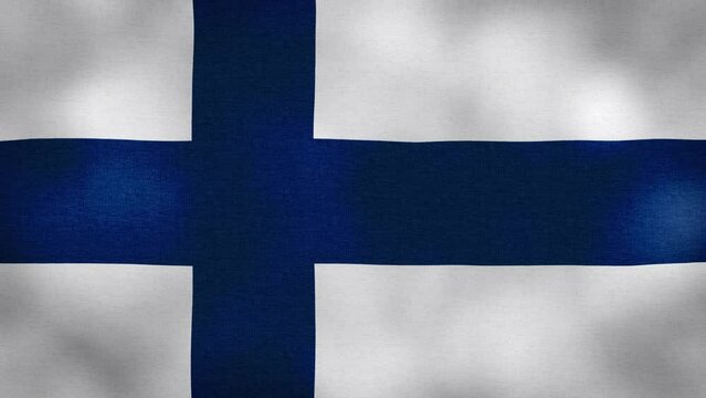 Waving Flag of Finland video background with vintage vignette overlay effect. Realistic Slow Motion