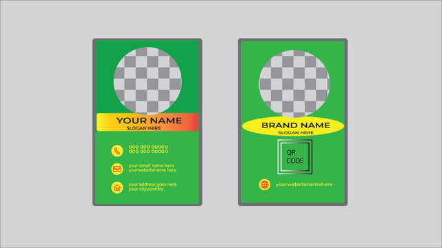 Creative business card templete professional card design with image holder and clean gradient geomatic shape.