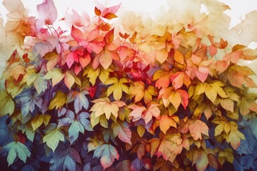 autumn leaves background, watercolor - Ai